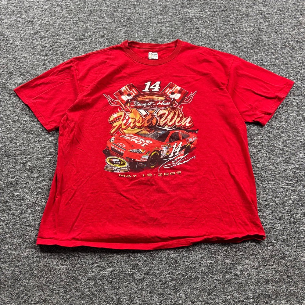 Y2k 2000s Chase Authentics NASCAR‎ Tony Stewart Graphic Red T-Shirt Size 2XL